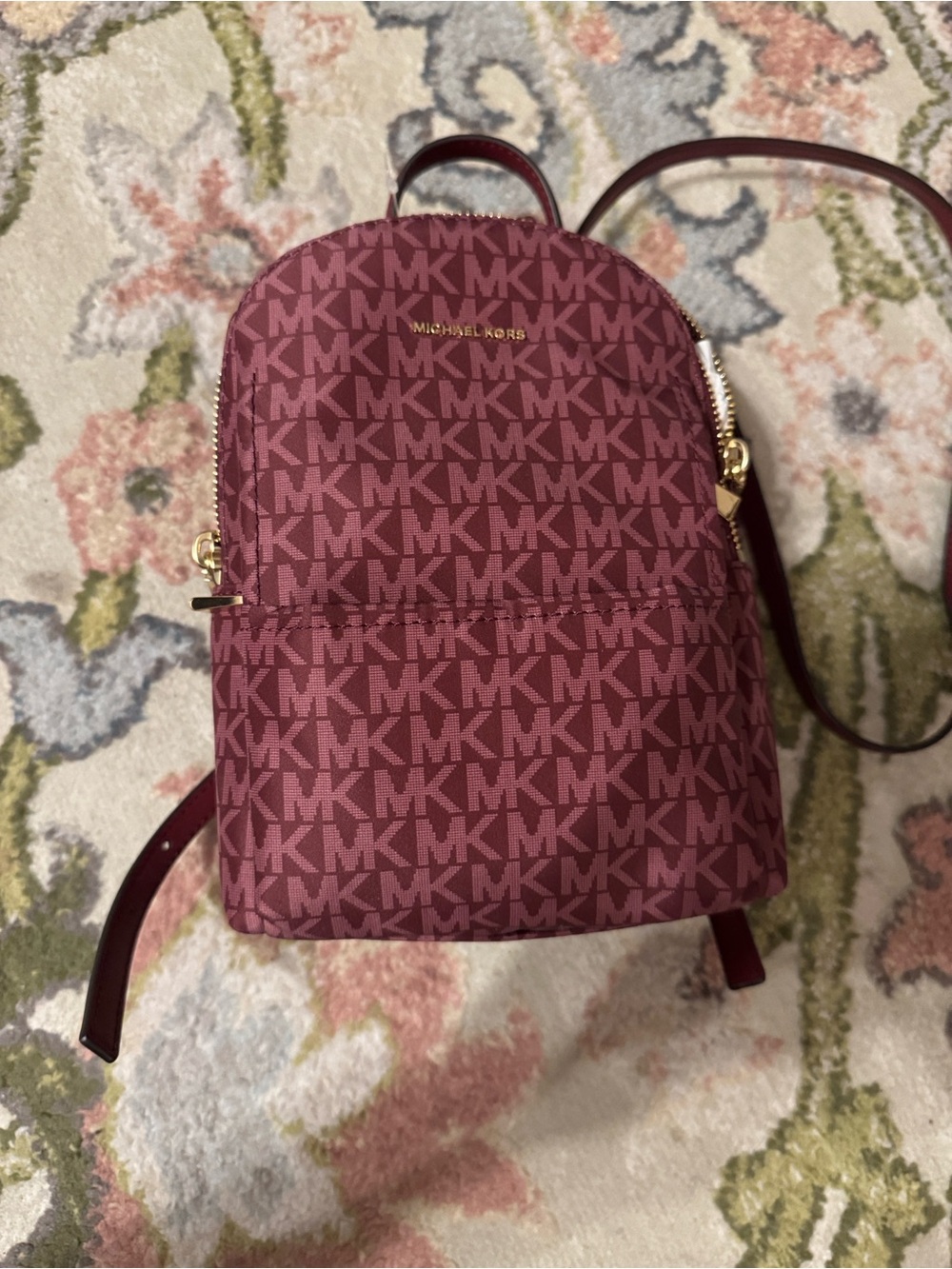 Michael Kors Sable Burgundy Mini Backpack purse